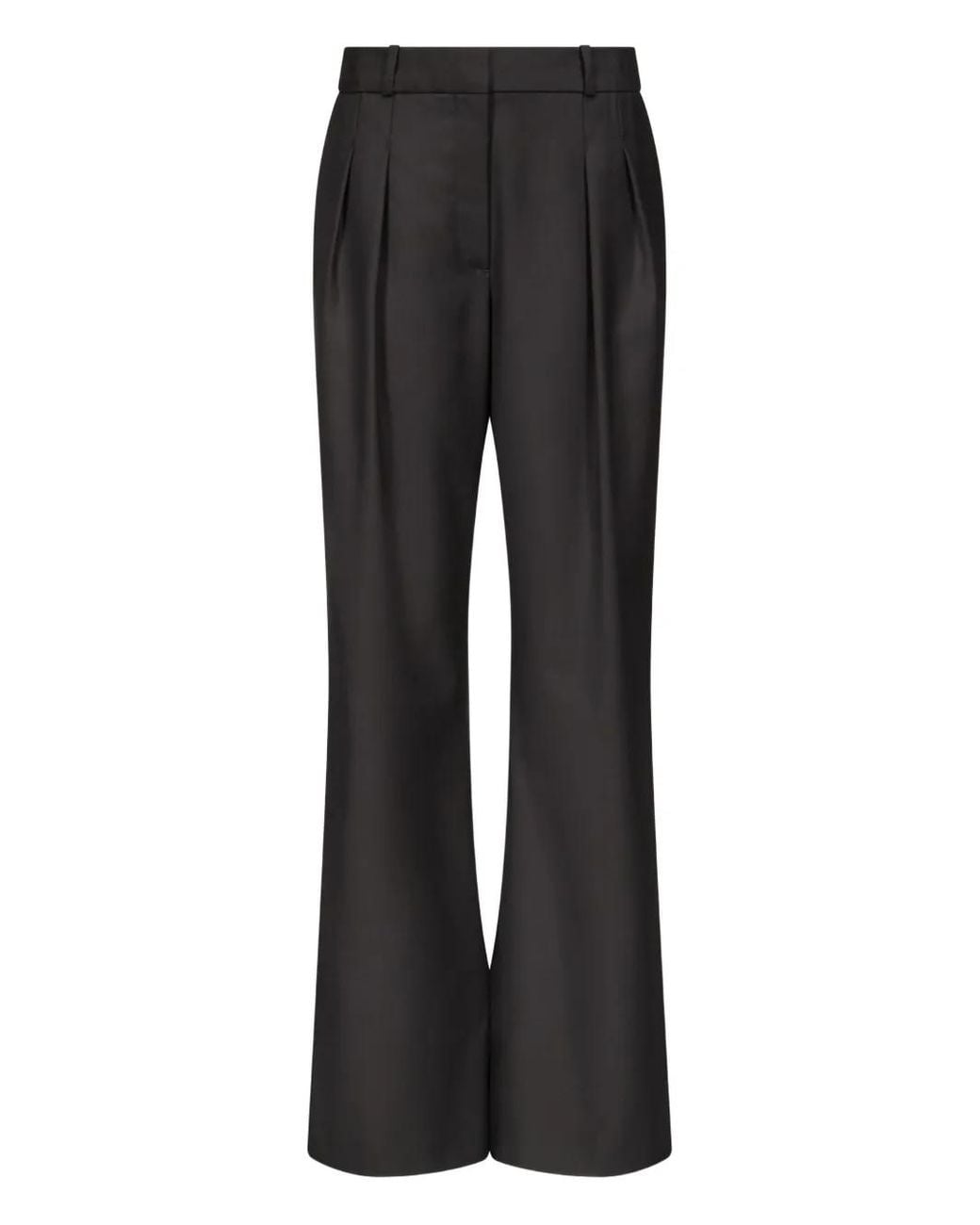 Loulou de Saison Black Sbiru Lds Pleated Flare-Leg Trousers