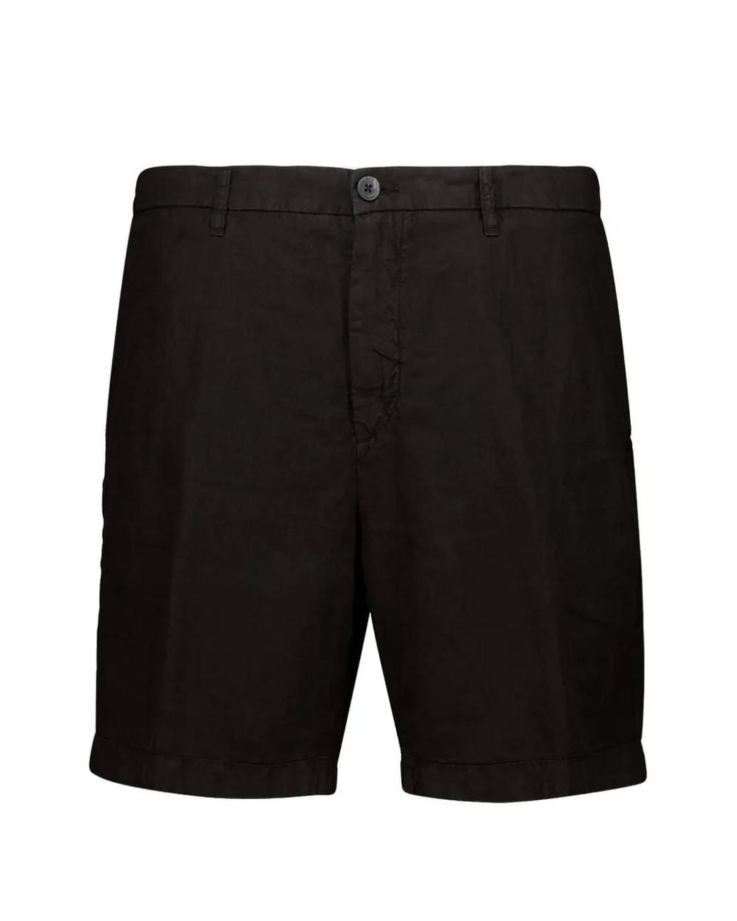 120% Lino Black Button-Fastening Shorts for men
