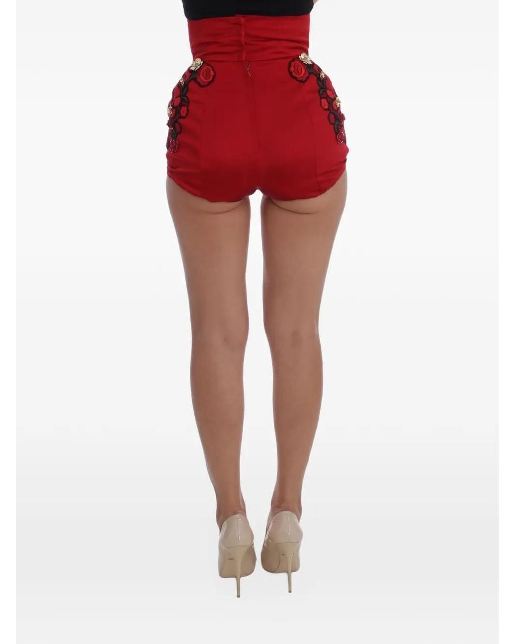 Dolce & Gabbana Floral-Embroidered Crystal-Embellished Shorts