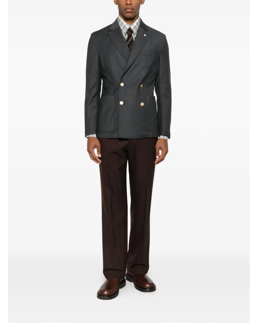 Manuel Ritz Black Double-Breasted Button Jacket for men