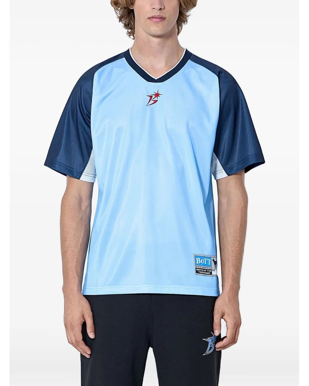 BoTT Blue Contrast-Panel T-Shirt for men