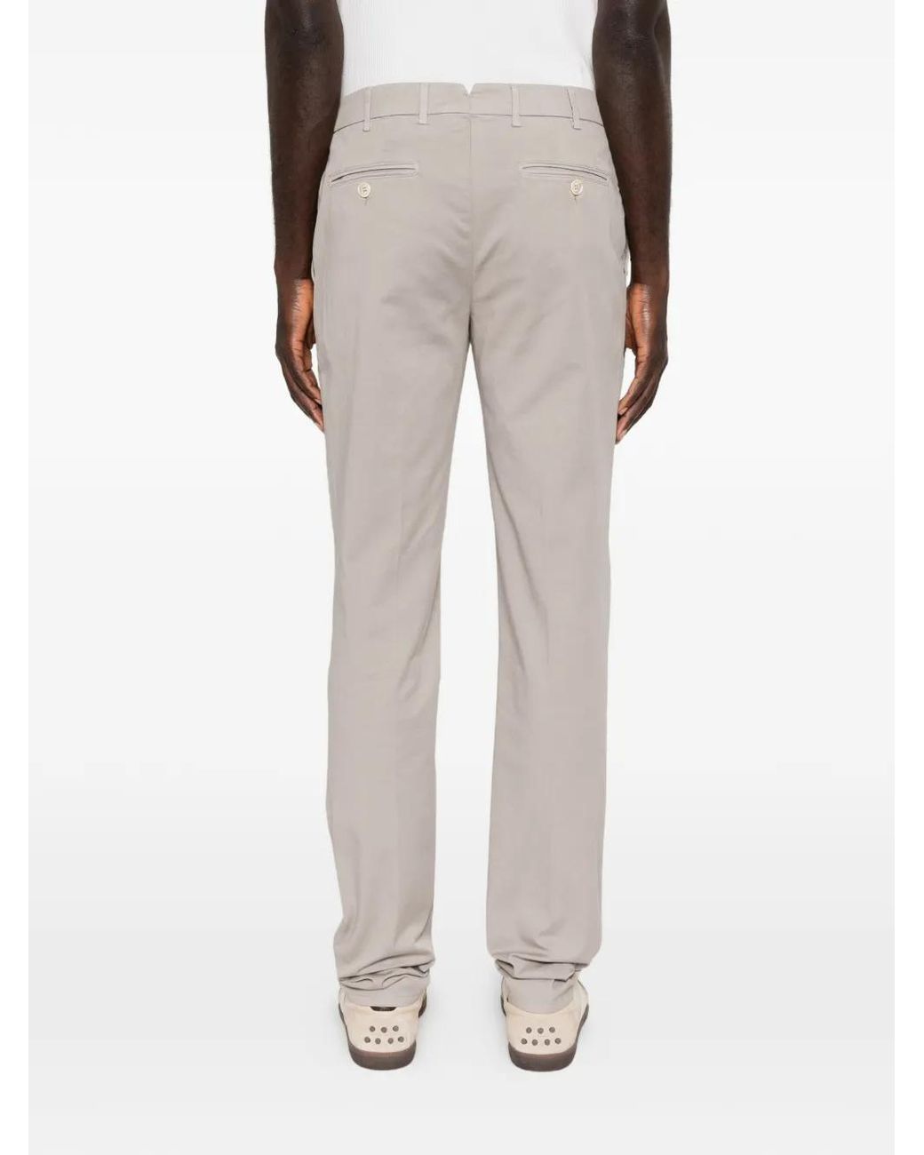 Brunello Cucinelli White Garment-Dyed Italian Fit Trousers for men