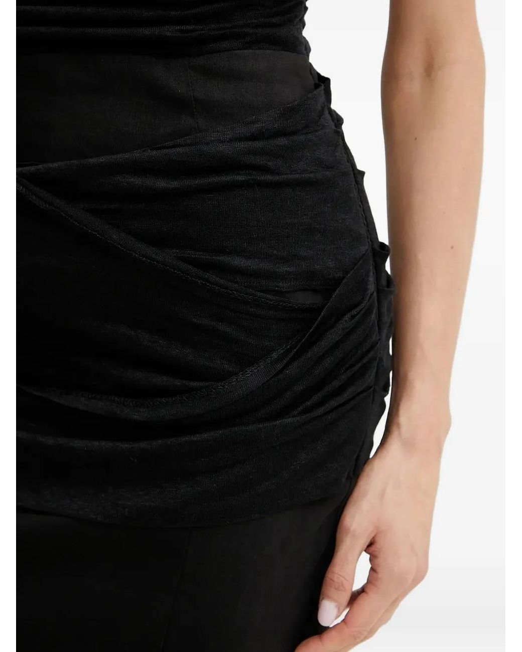 Pinko Black Draped Midi Dress