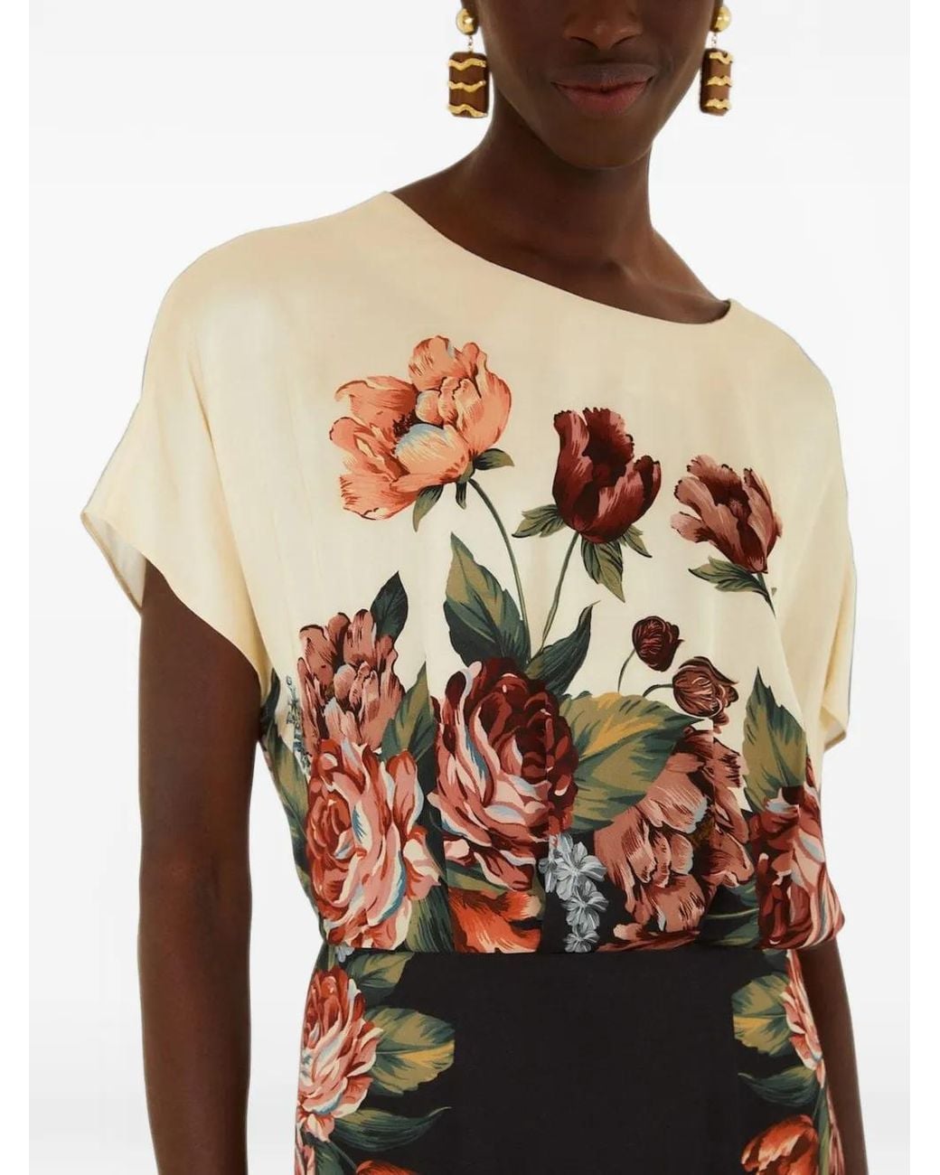 Farm Rio Black Winter-Floral Short-Sleeve Maxi Dress