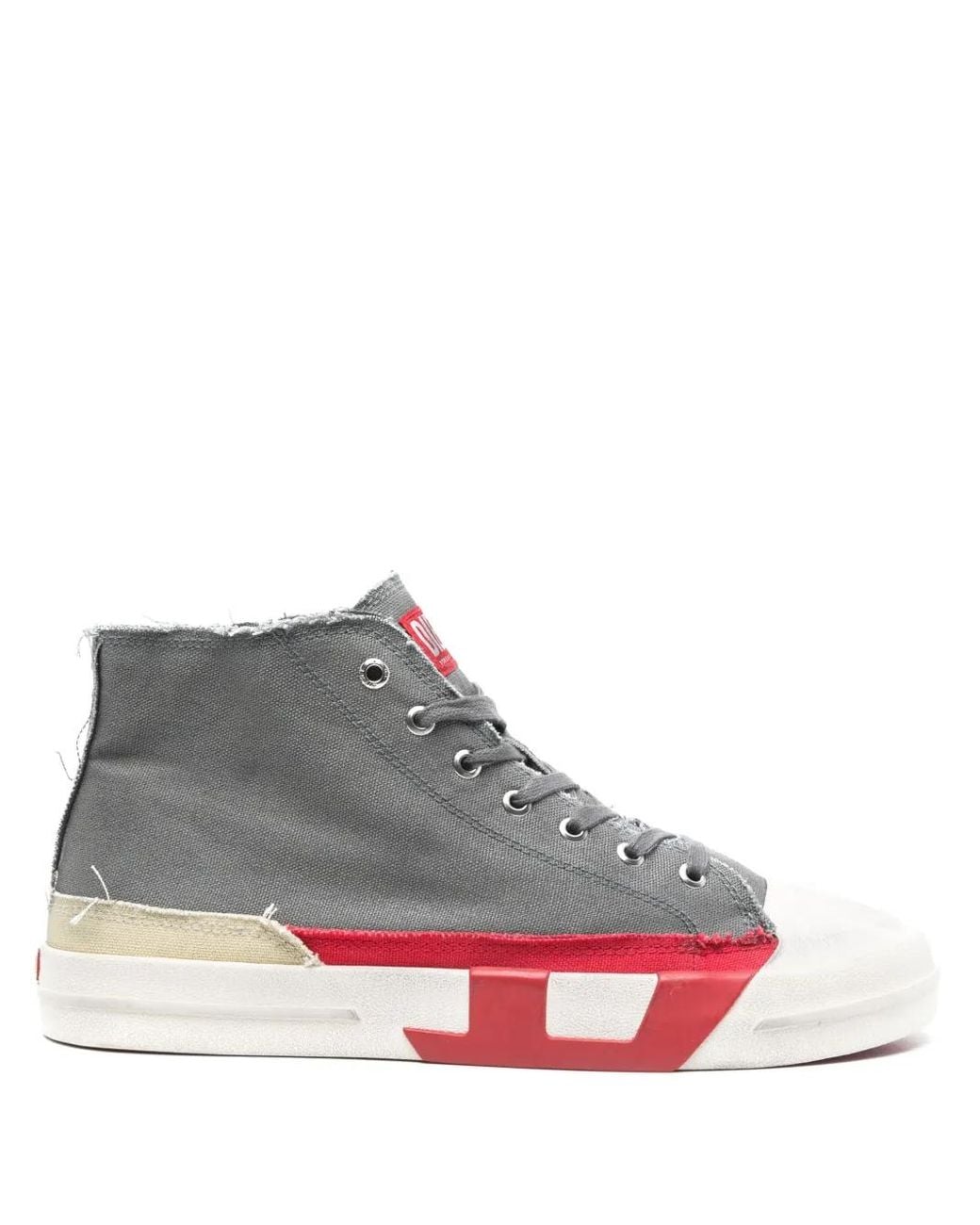 DIESEL Gray S-D-Verse-Dirty-Effect High-Top Canvas Sneakers for men