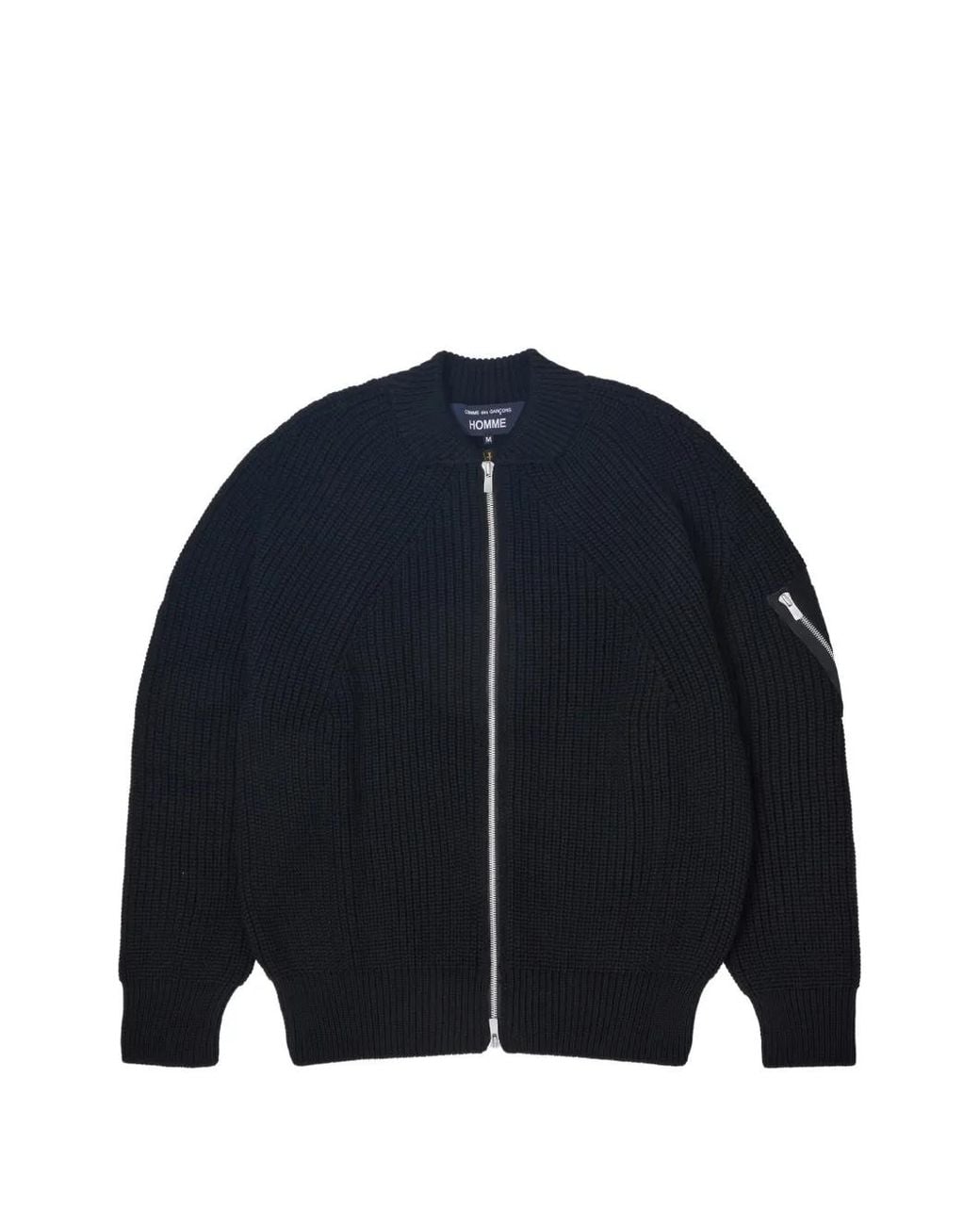 Comme des Garçons Blue Ribbed-Knit Zip-Up Cardigan for men