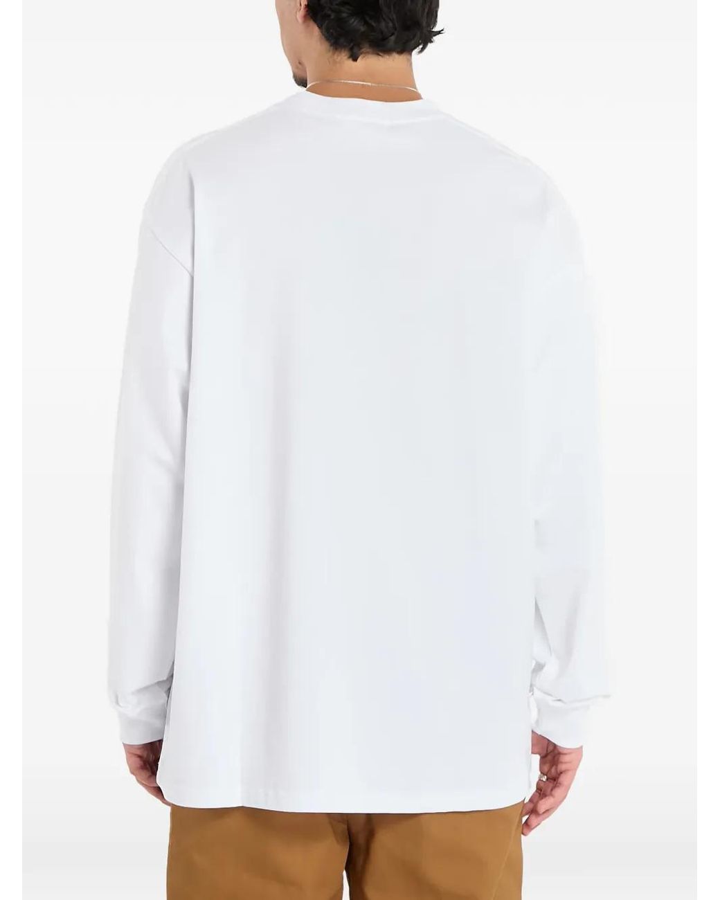 A Bathing Ape White Apple Graphic-Print Long-Sleeved T-Shirt for men
