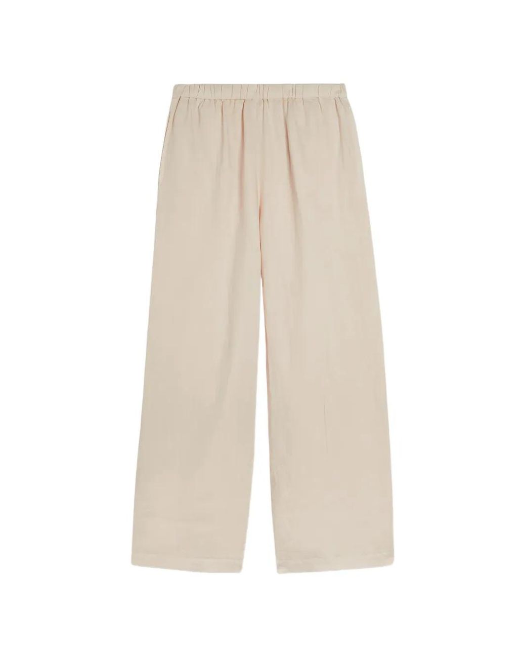 Aspesi White Elasticated Linen Trousers