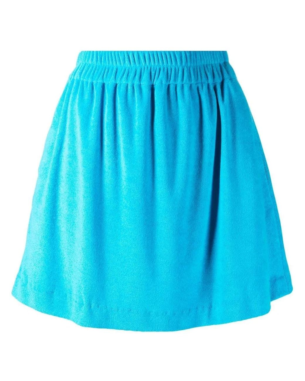 Bambah Blue Towelling-Effect Mini Skirt