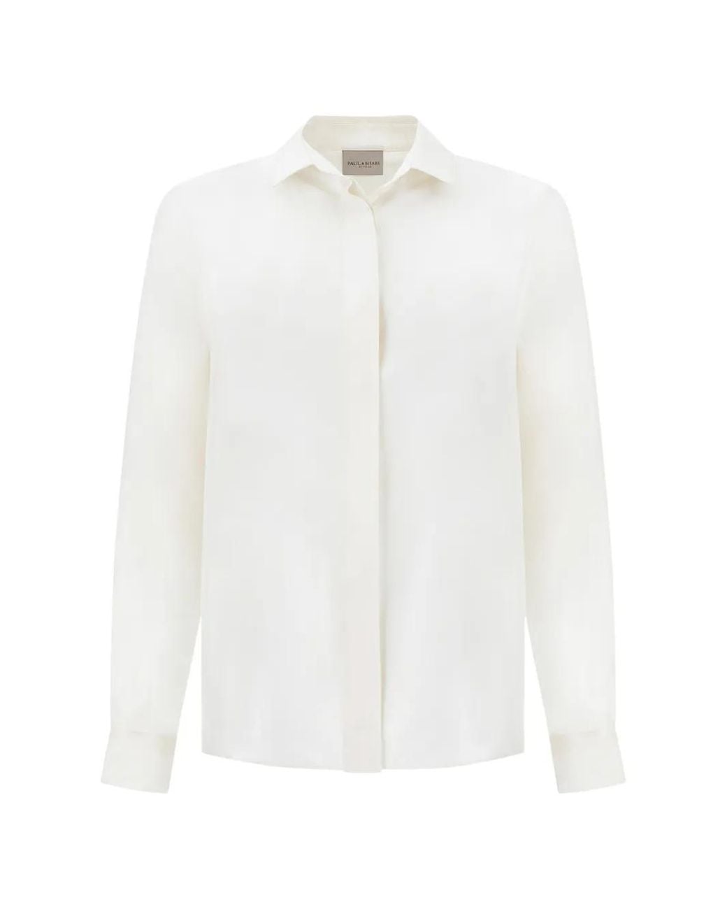 Paul & Shark White Silk Twill Long-Sleeve Shirt