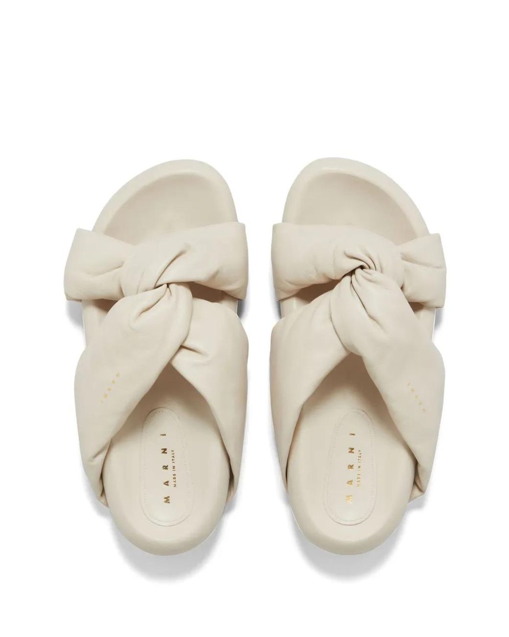 Marni White Bubble Twist-Detail Leather Sandals