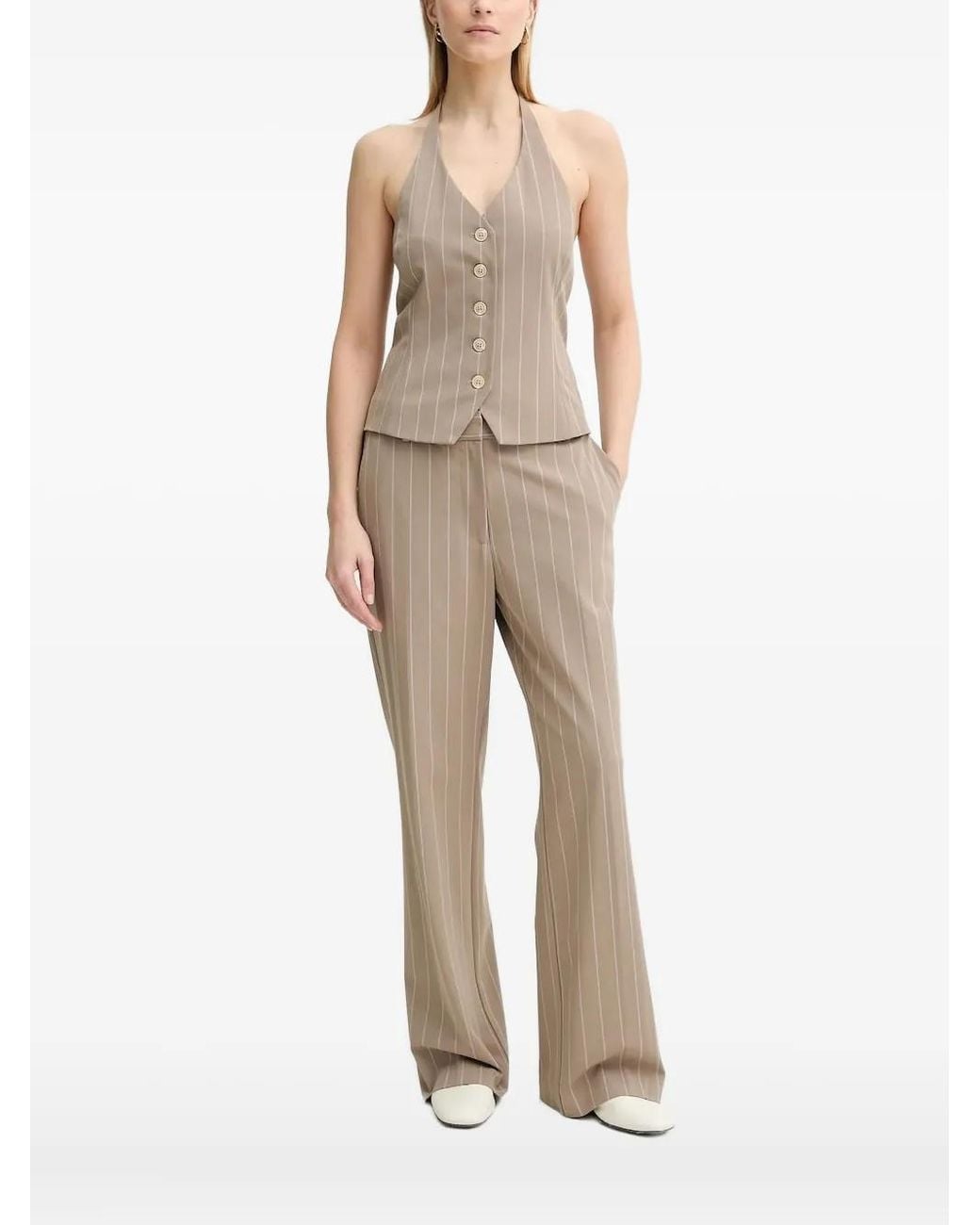 Samsøe & Samsøe Natural Saneem Pinstriped Halter-Neck Top