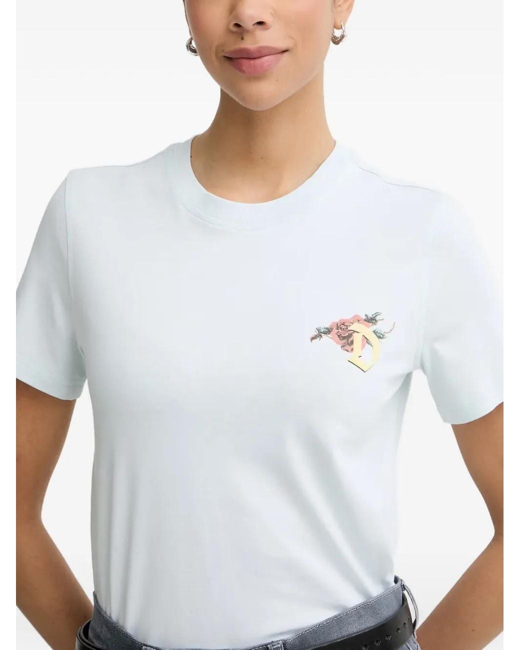 DIESEL White Rose-Print T-Shirt
