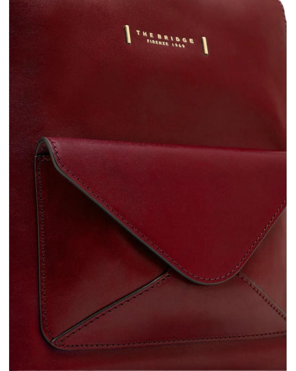 The Bridge Envelope-Pocket Leather Backpack in Red | Lyst