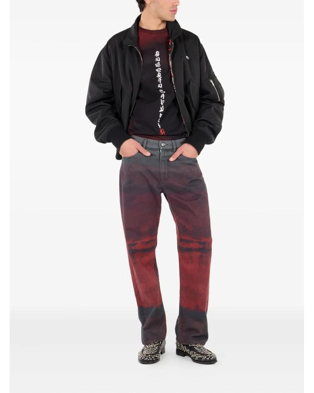 Roberto Cavalli Red Dragon-Print Reversible Bomber Jacket for men