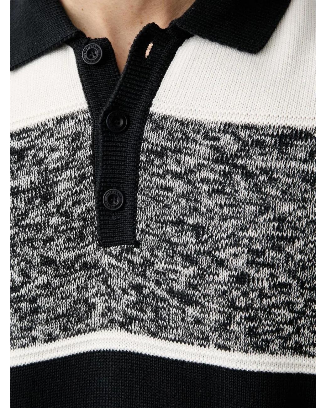 Joop! Gray Striped-Knit Polo Sweater for men