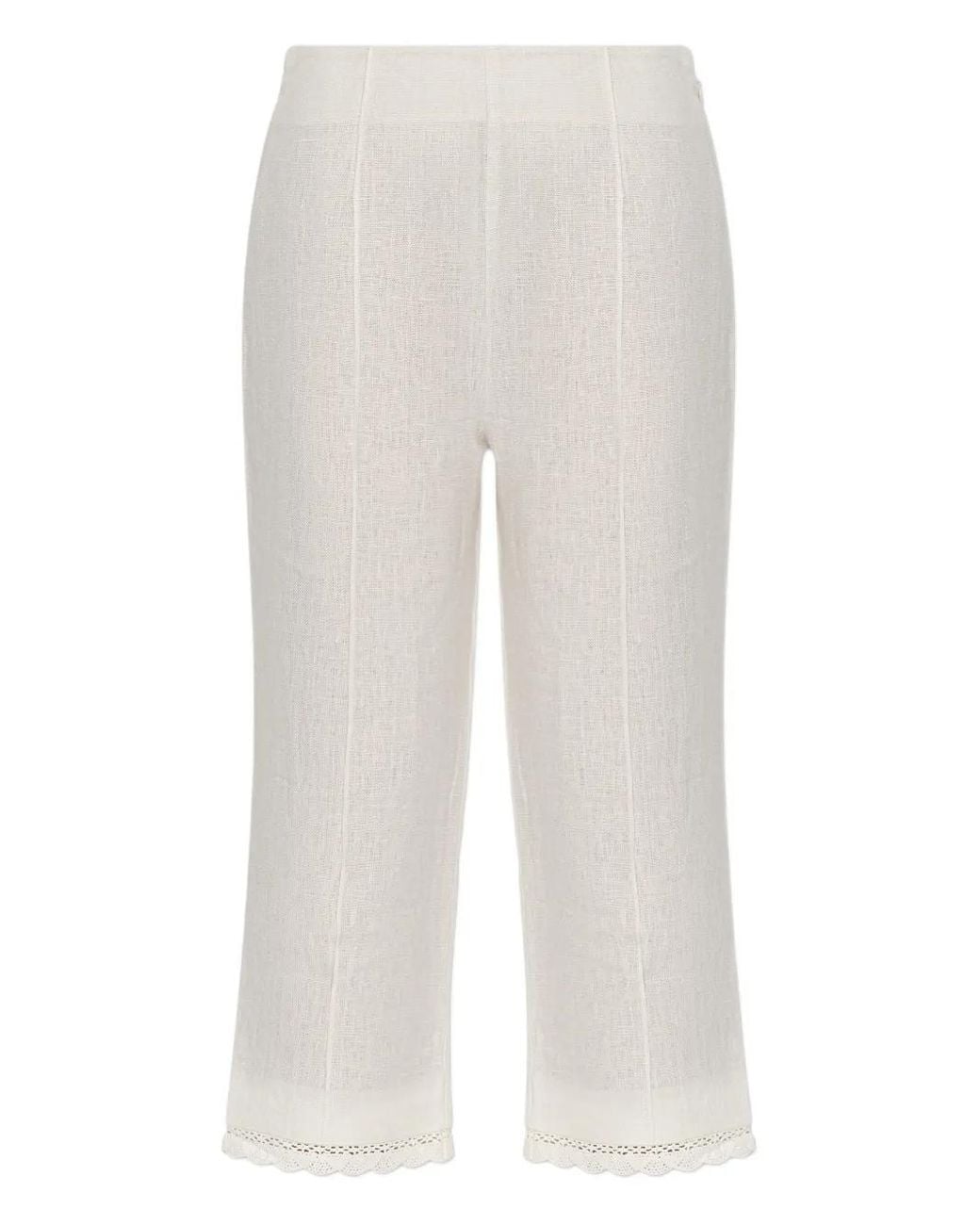 Posse White Effi Lace-Trim Trousers