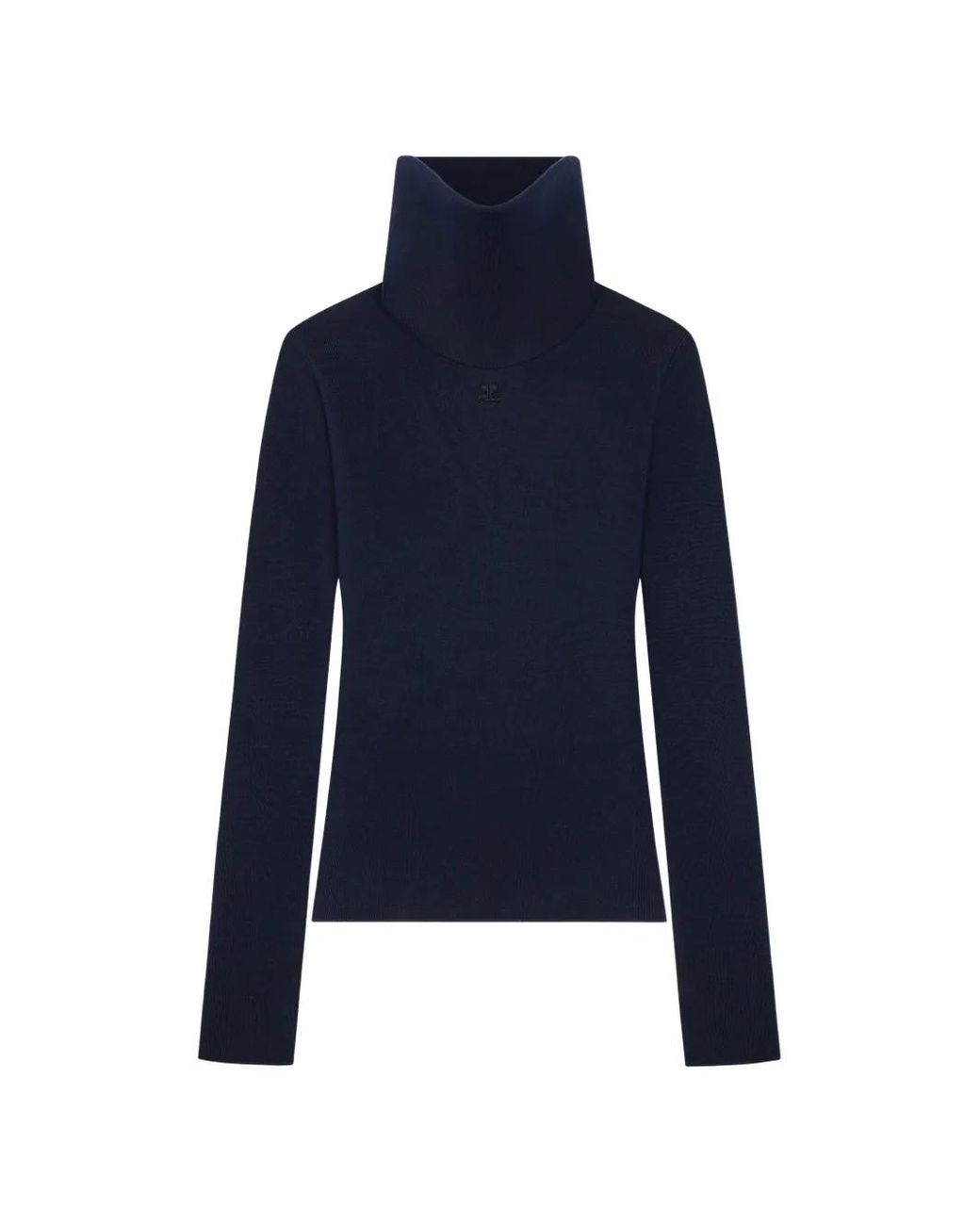 Courreges Blue Logo-Patch High-Neck Sweater