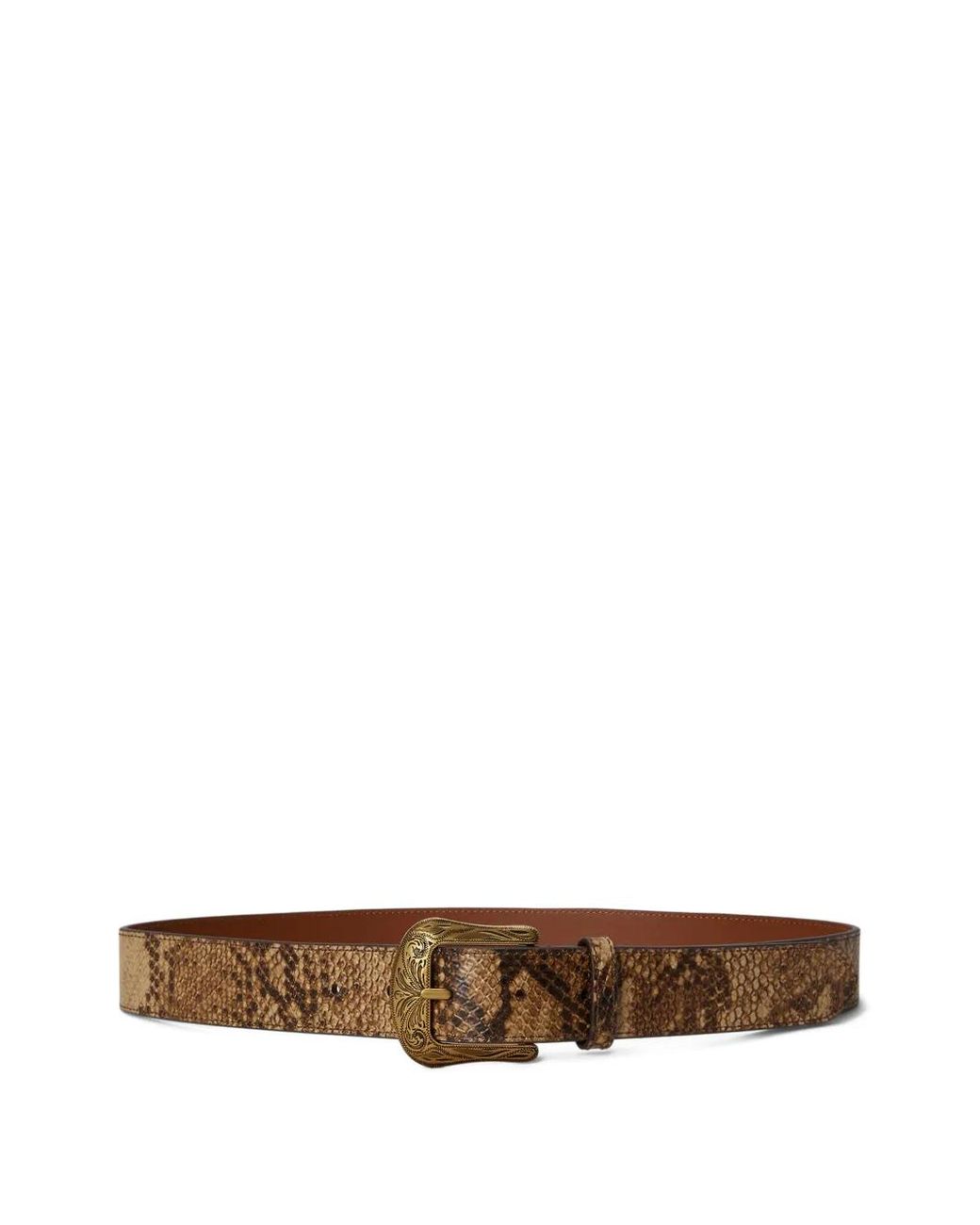 Ralph Lauren White Ceinture À Effet Peau De Python