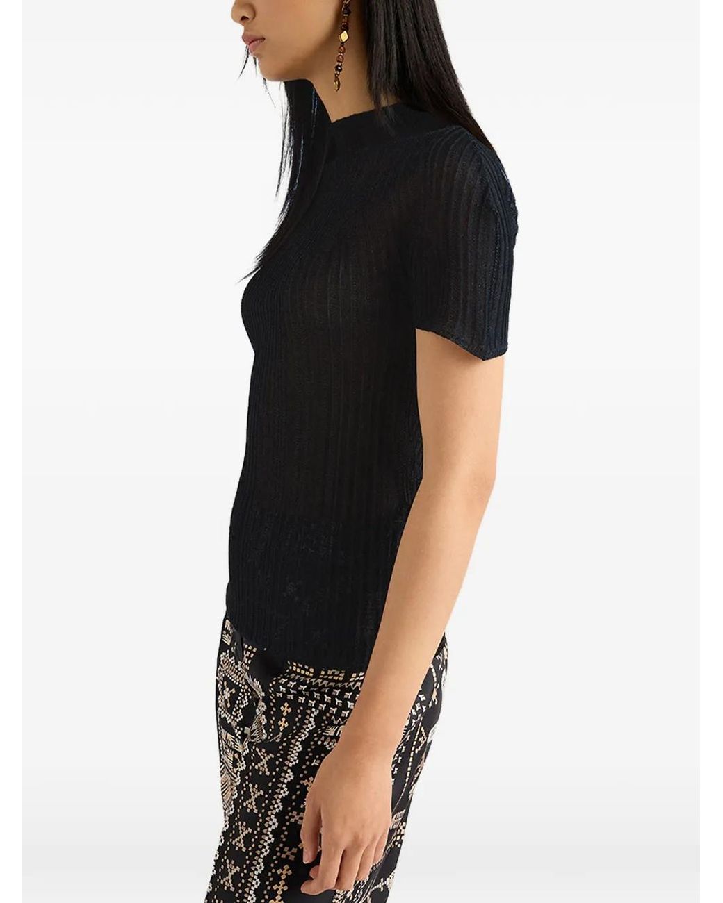 Momoní Black Mirada Ribbed T-Shirt