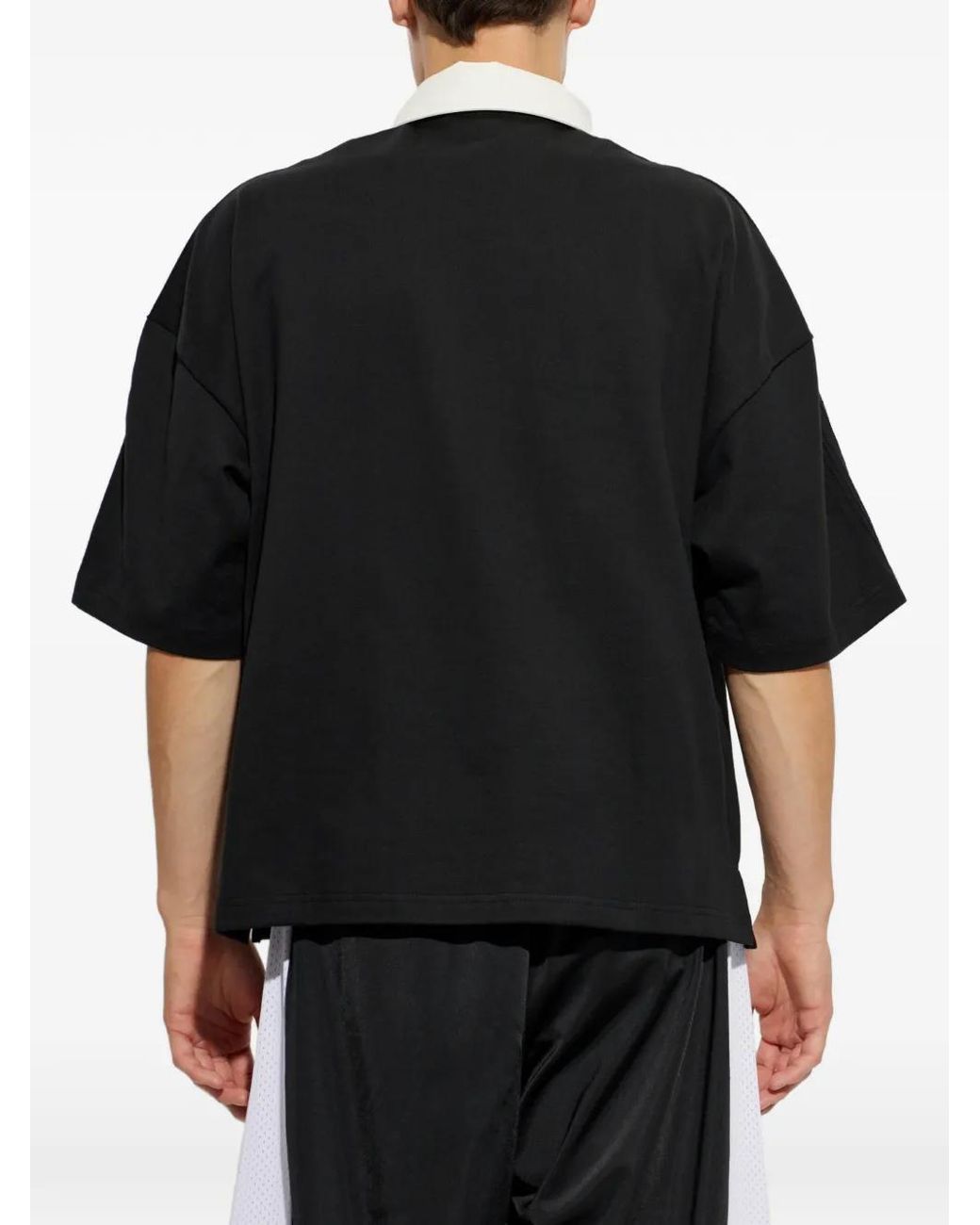 Adidas Black Logo-Embroidered Polo Shirt for men