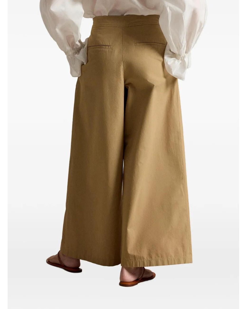 Polo Ralph Lauren Natural Relaxed Wide-Leg Crop Cotton Trousers