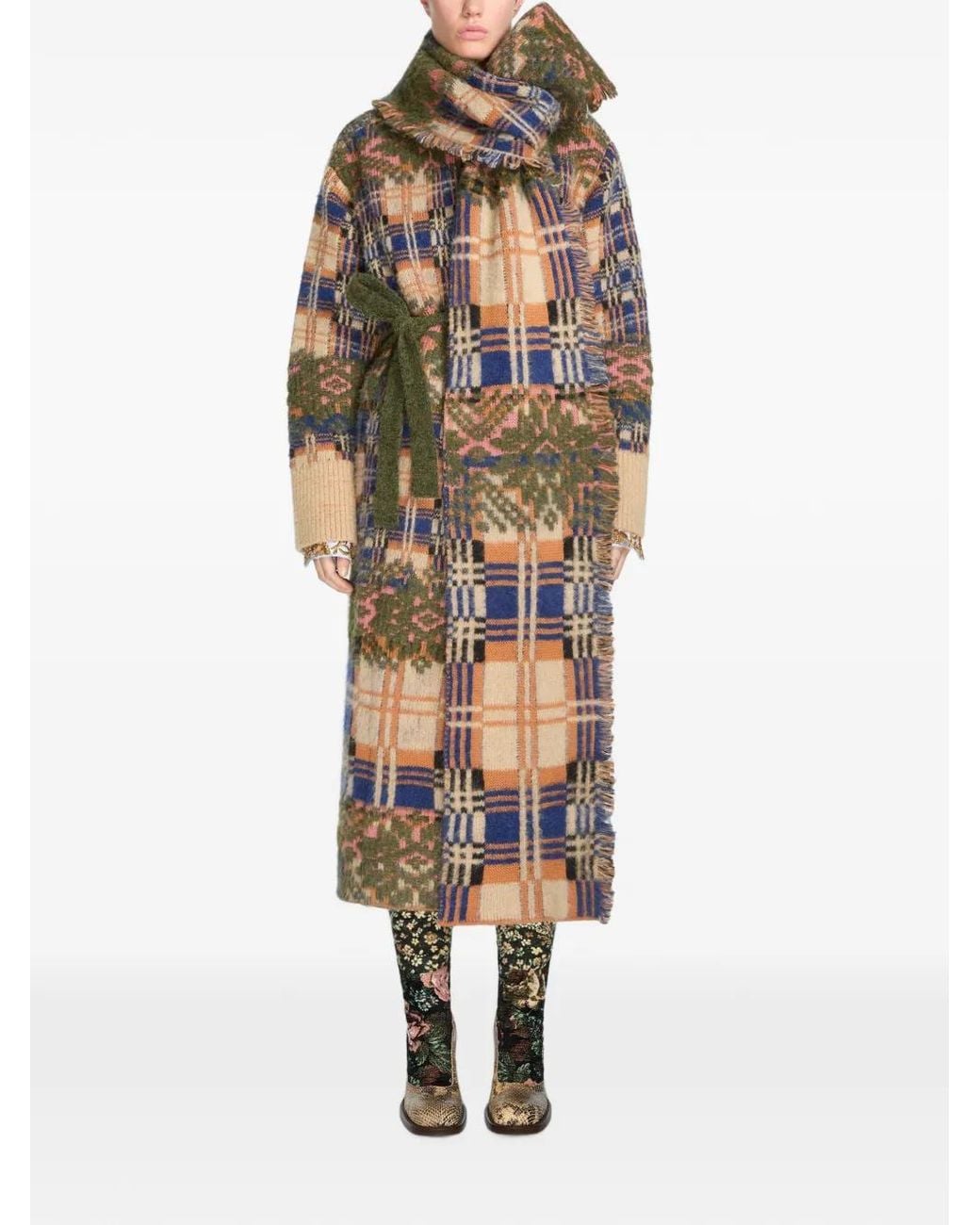 Dries Van Noten White Patchwork Wool Scarf