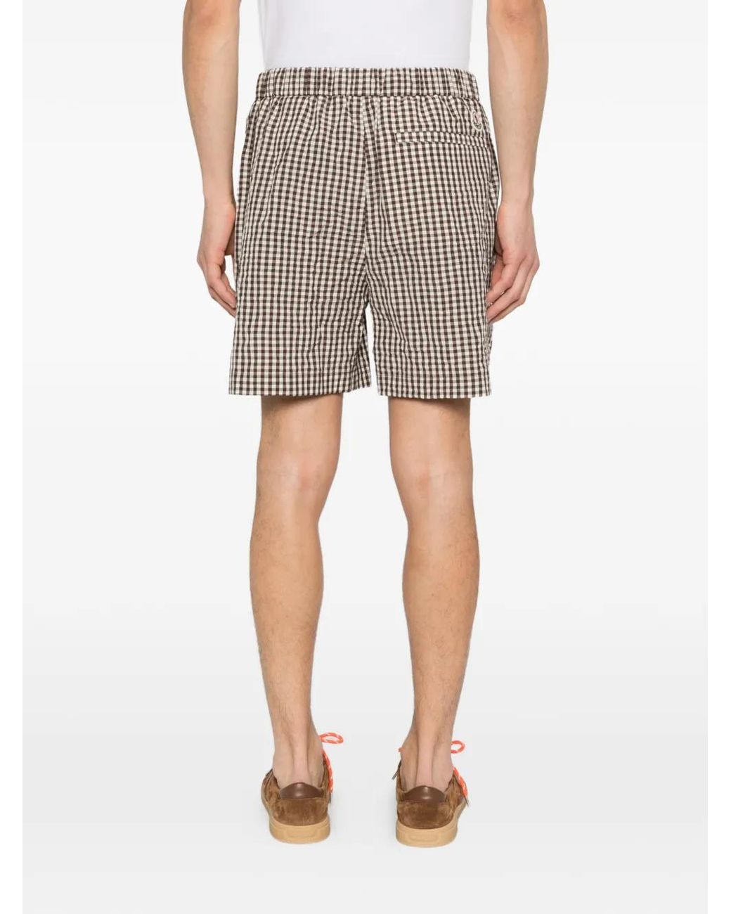 Moncler Brown Checked Belt Shorts for men