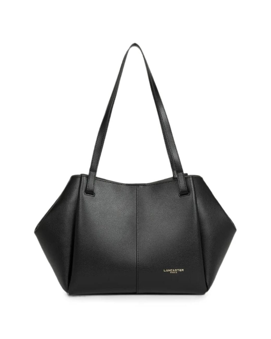 Lancaster Black Large Grained-Texture Logo-Print Tote Bag