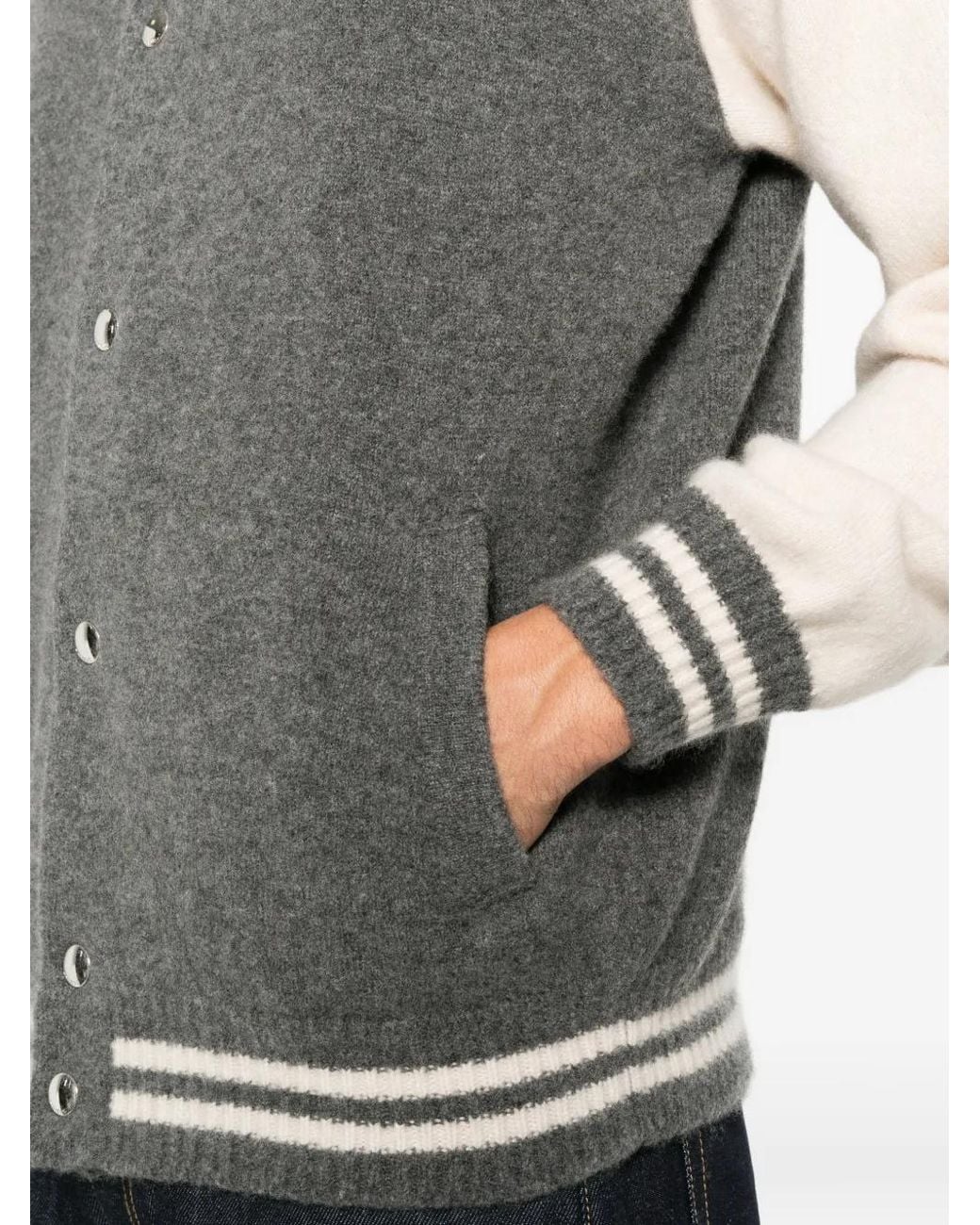 Laneus Gray Colour-Block Varsity Jacket for men