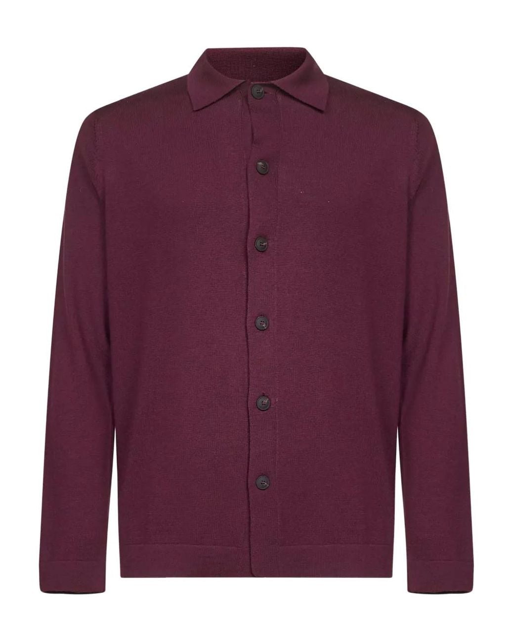 D4.0 Purple Ribbed-Collar Button Shirt for men