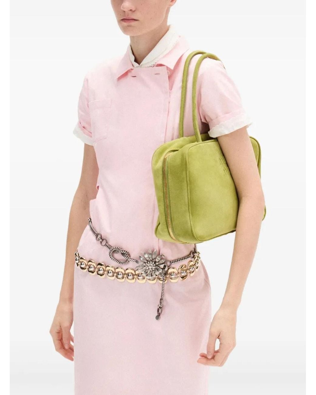 Miu Miu Cinture Crystal Belt Silver Metal Belt With Crystals | Miu Miu main image 4