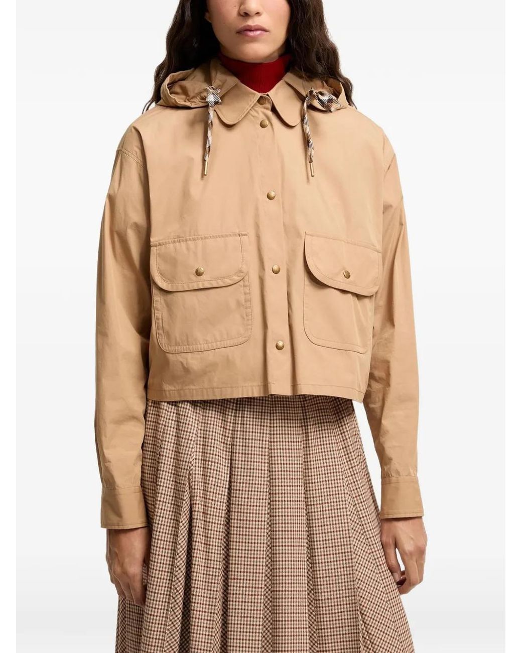 Moncler Natural Cotton Blend Hooded Shirt Jacket