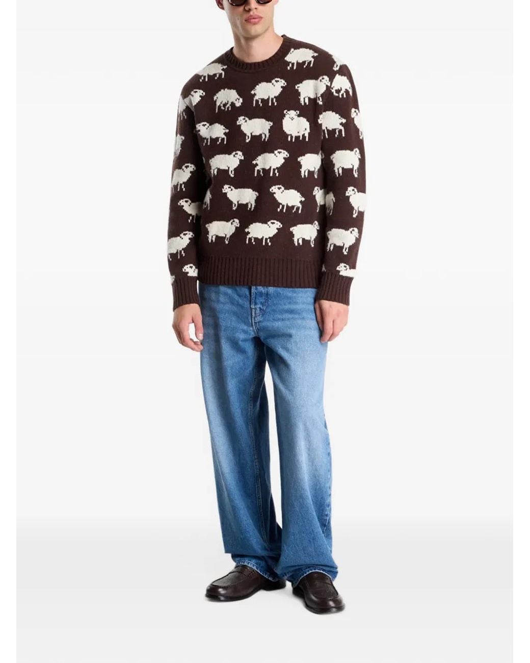 Gant Blue Sheep-Pattern Crew-Neck Sweater for men