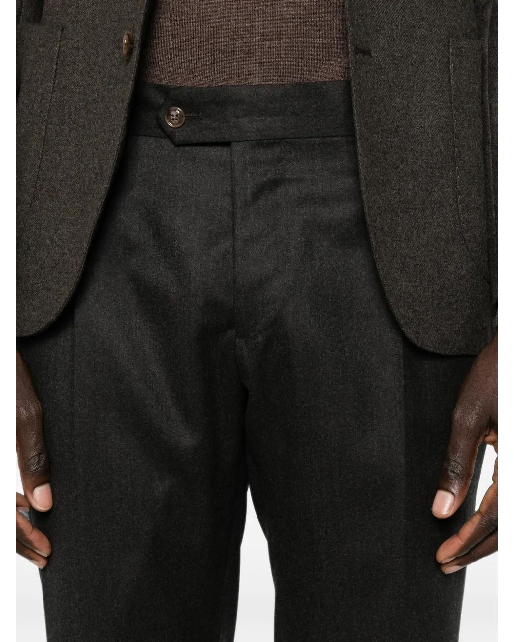 Barba Napoli Black Wool Trousers for men