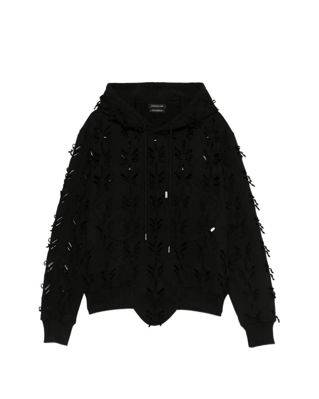 JUNTAE KIM Black Laser-Cut Hoodie for men