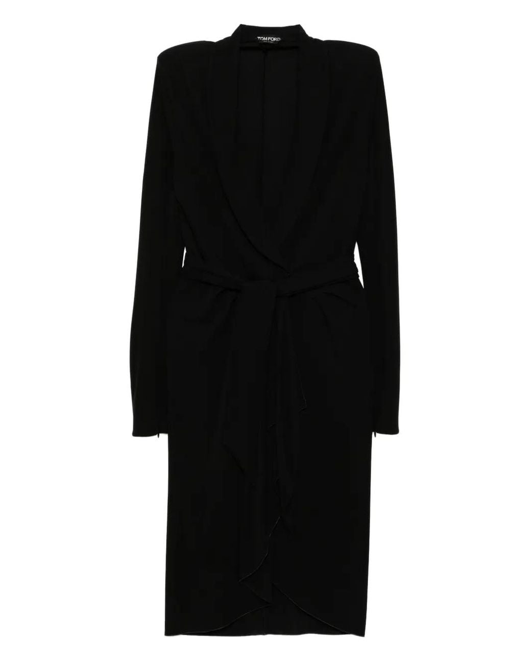 Tom Ford Black Long-Sleeves Wrap Dress