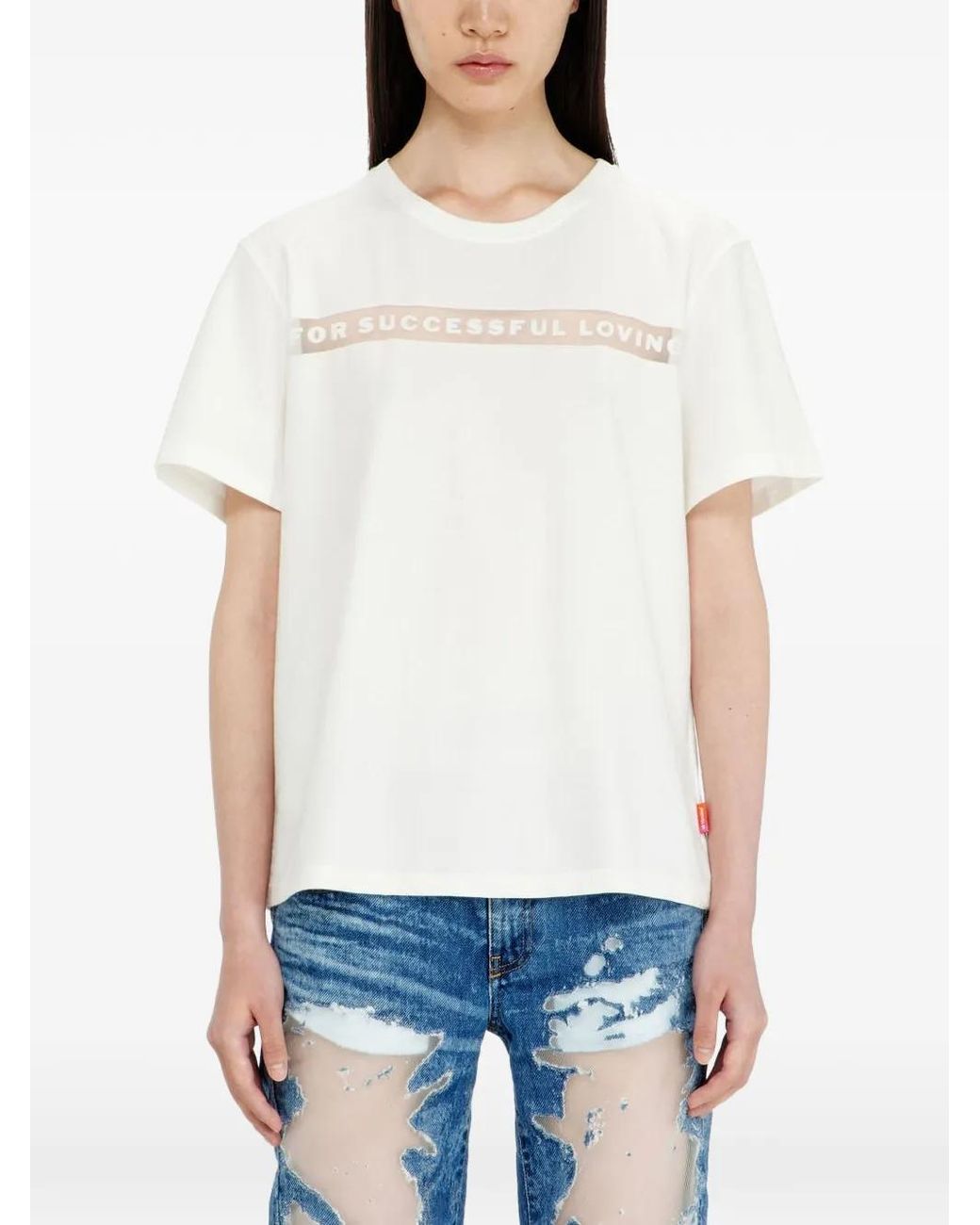 DIESEL White T-Shirt With For Successful Loving Logo