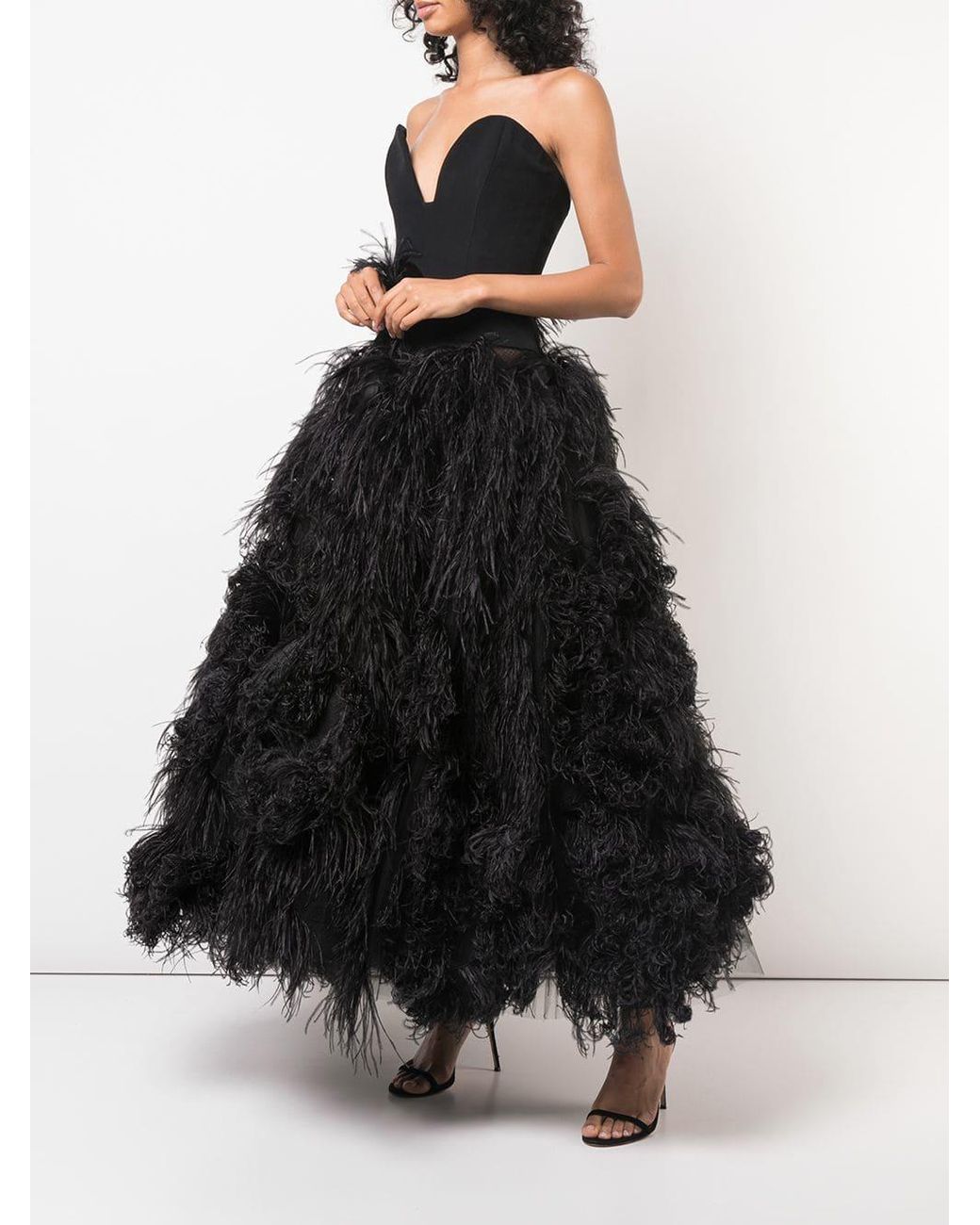 Vestido de fiesta con plumas Oscar de la Renta de color Negro | Lyst