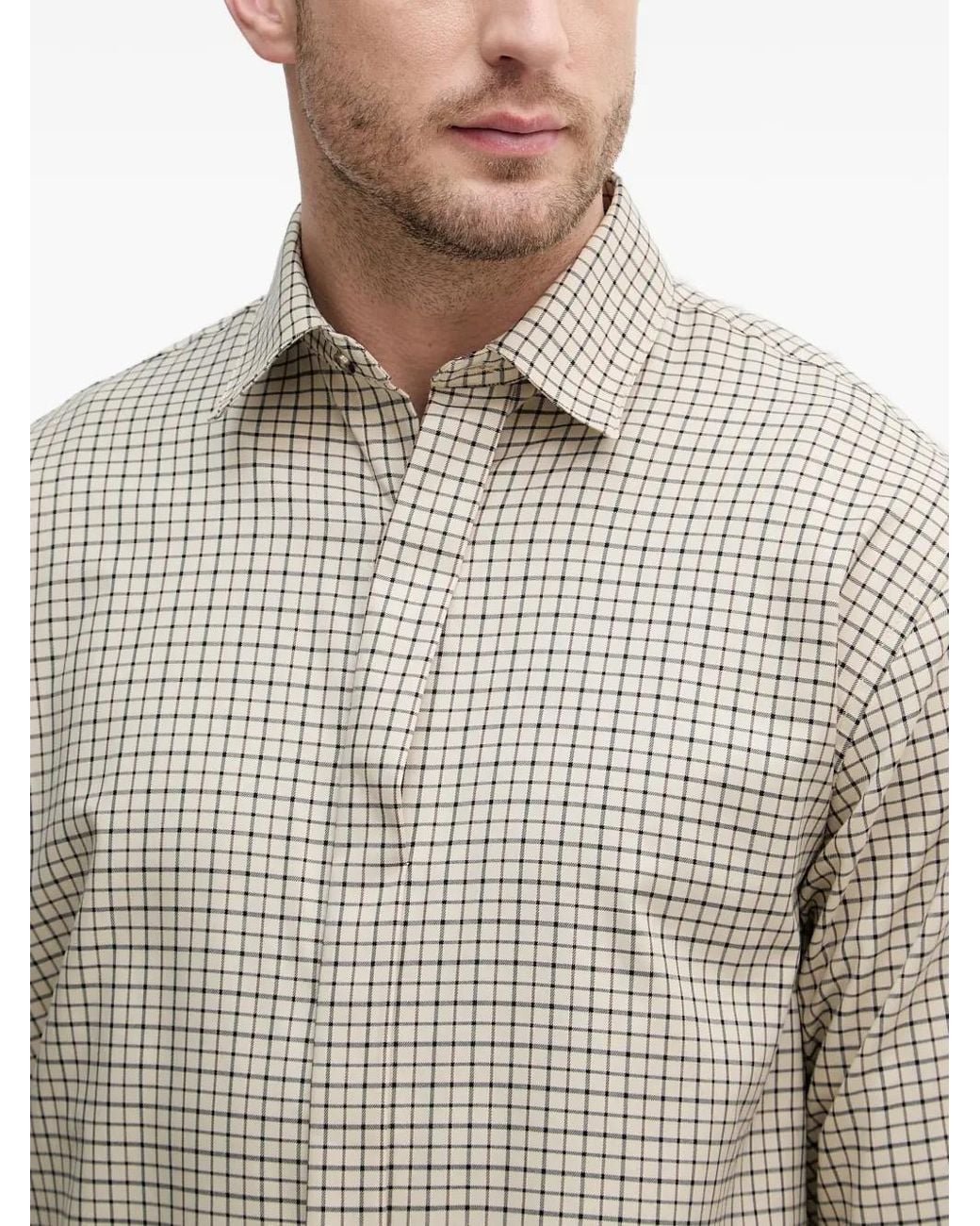 Sisley Gray Check-Pattern Long-Sleeve Shirt for men