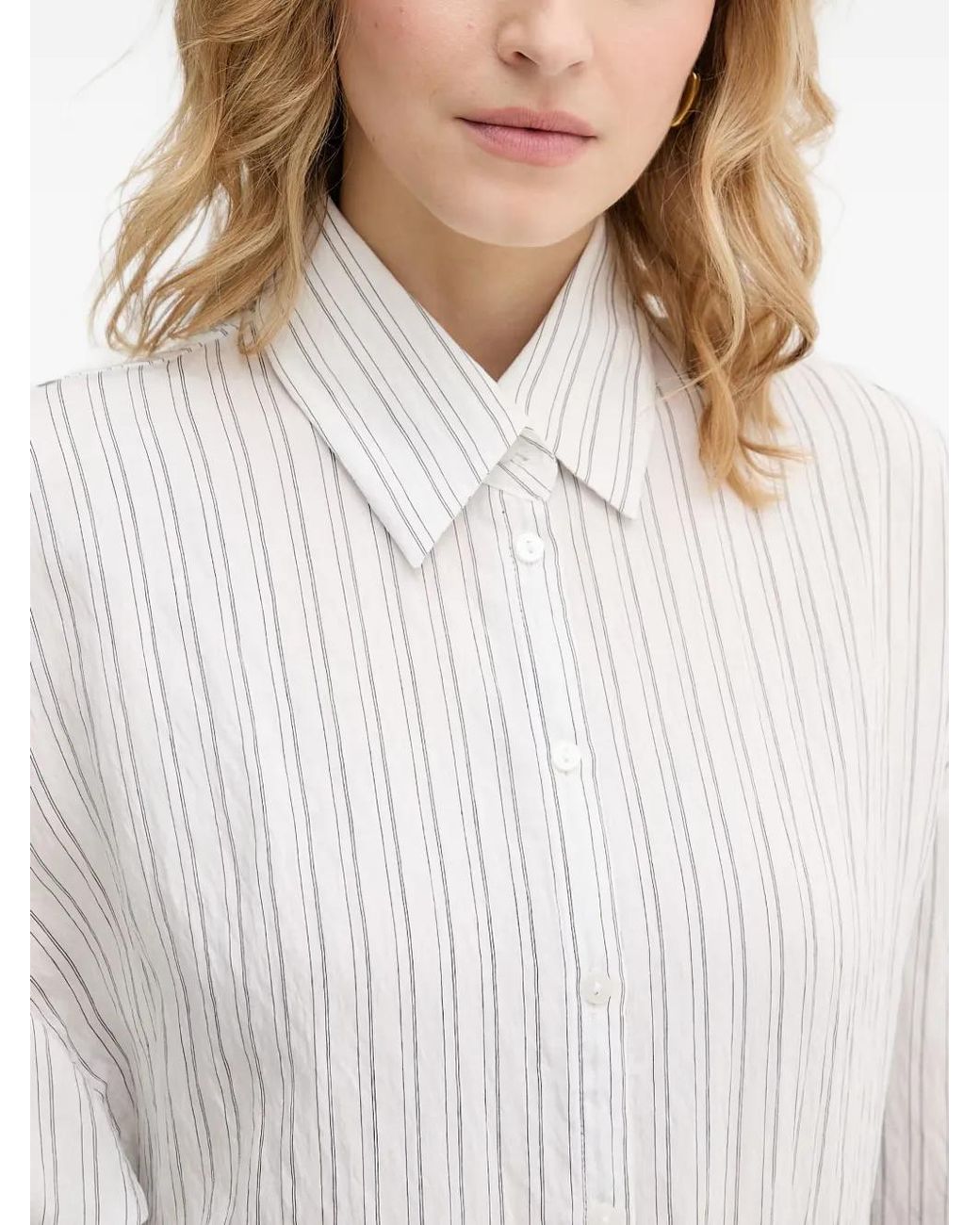 Sisley White Striped Belted Shirt