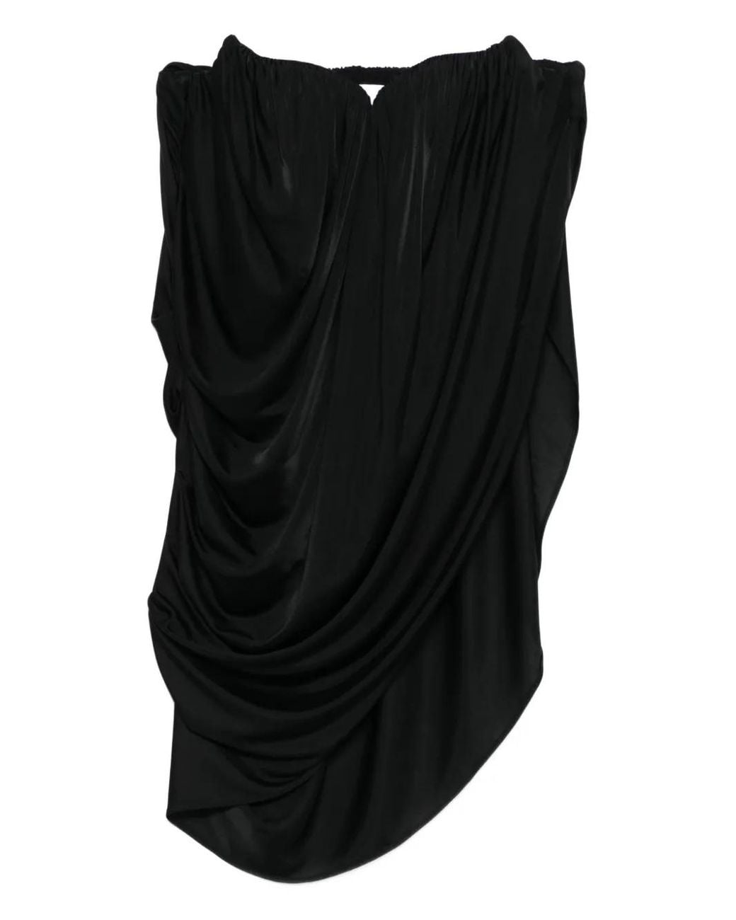 GIUSEPPE DI MORABITO Black Draped Strapless Top