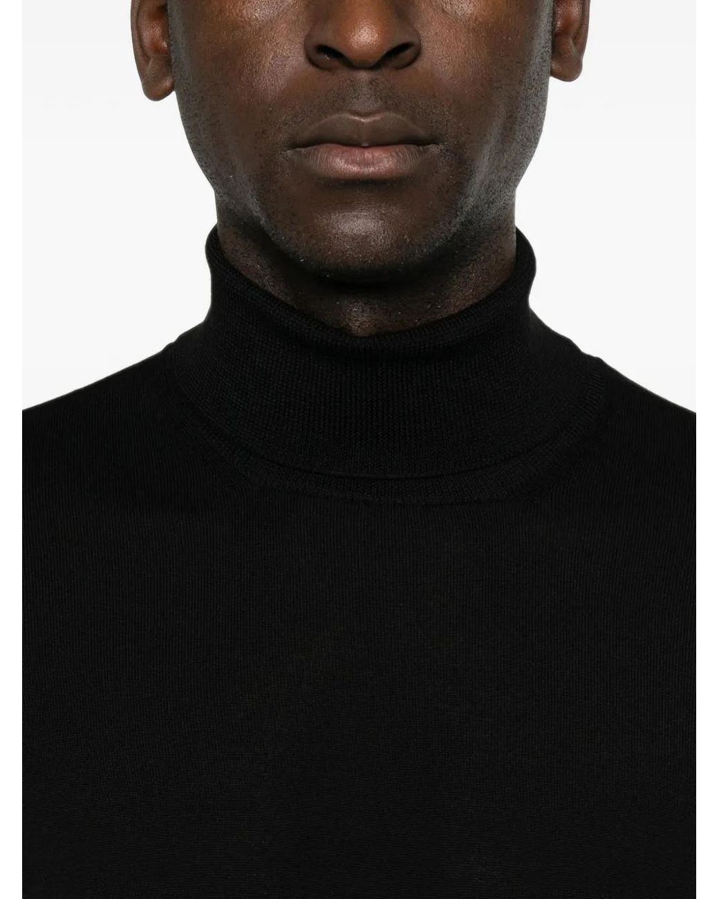 Gran Sasso Black Roll-Neck Wool Sweater for men