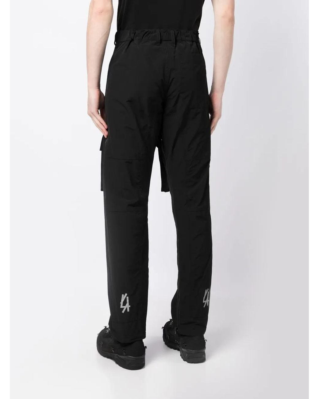 44 Label Group Black Multi-Pocket Parachute Trousers for men