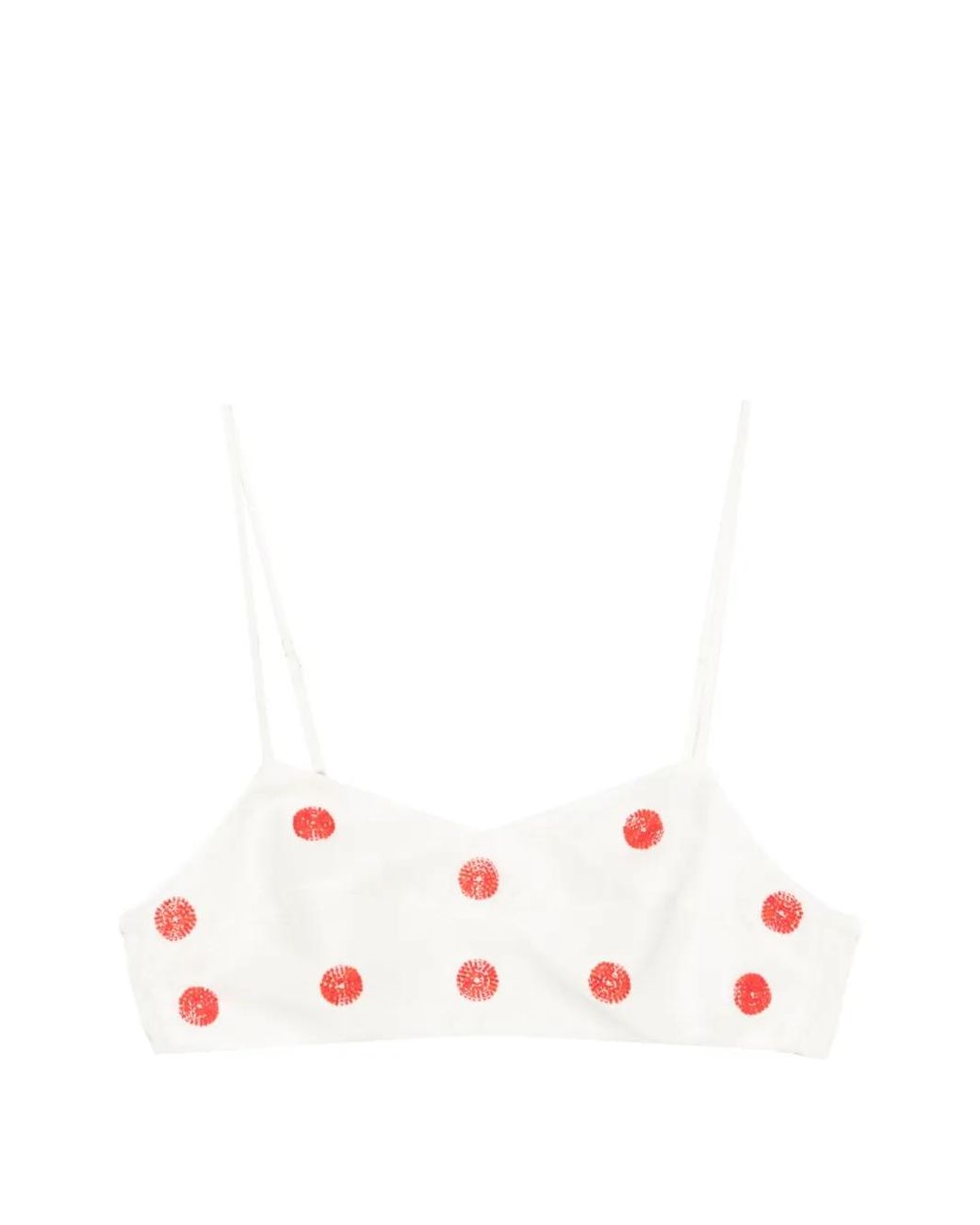 Maje White Embroidered Linen And Silk Crop Top