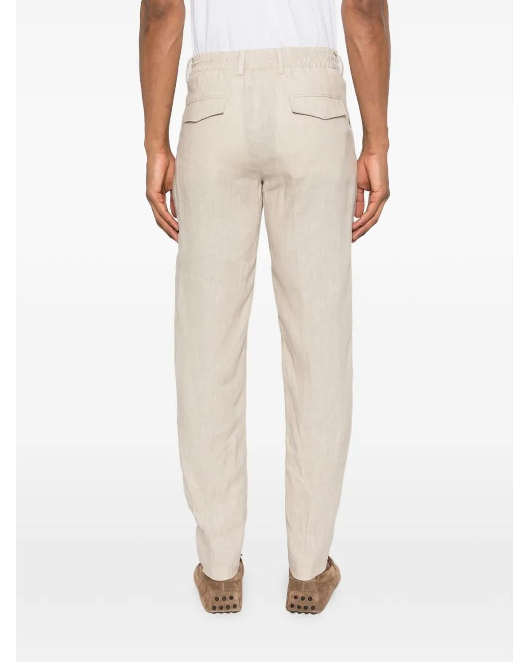 Eleventy White Drawstring Pleated Trousers for men