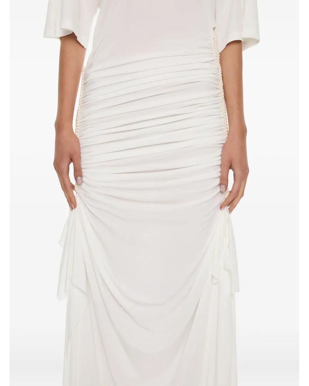 Christopher Esber White Shibari Ruched Maxi Dress