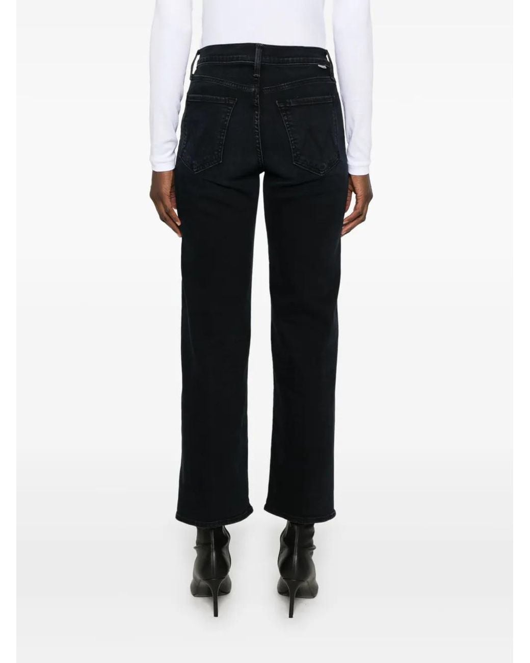 Mother Black Straight-Leg Denim Jeans