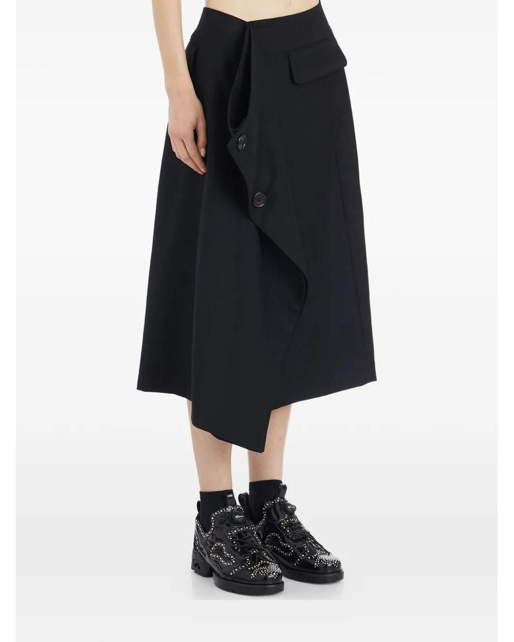 Comme des Garçons Black Button Midi Skirt