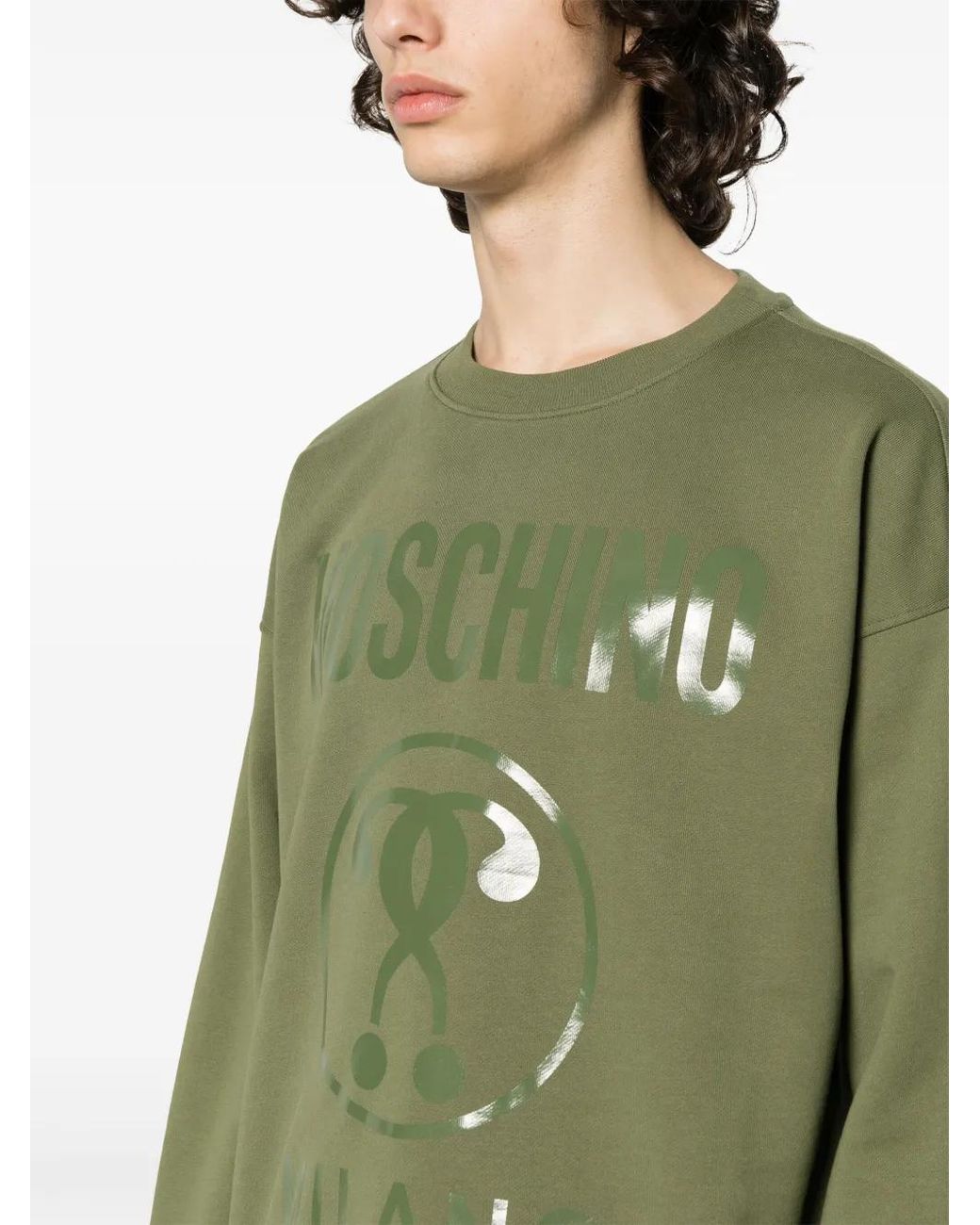 Moschino Green Logo-Print Cotton Sweatshirt for men